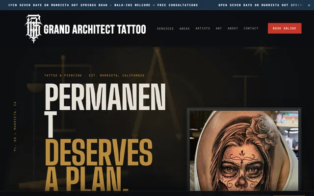 Grand Architect Tattoo Studio interface screenshot