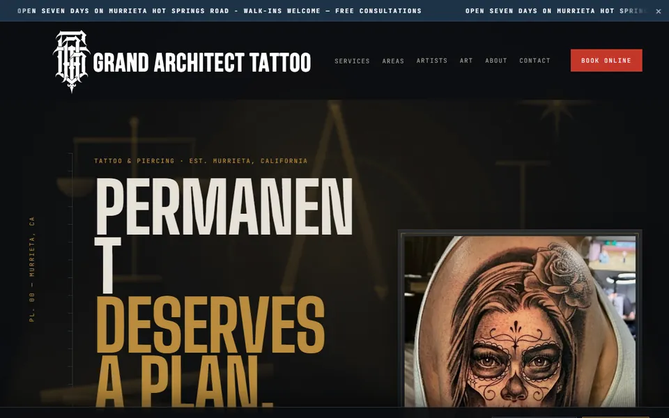 Grand Architect Tattoo Studio interface screenshot